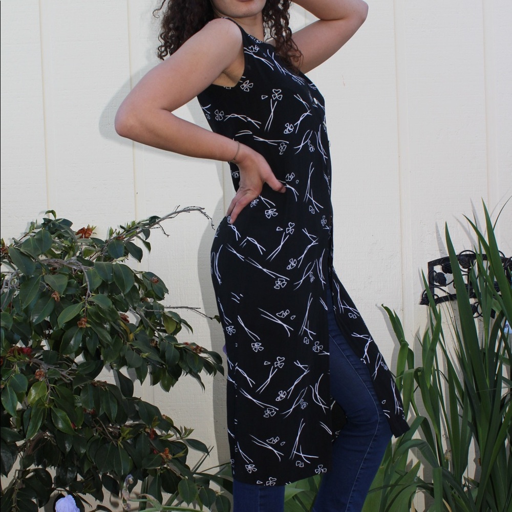 Retro Quasi Moda Black Patterned Button Tunic - image 4